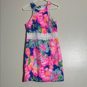 Lilly Pulitzer Pink and Blue Floral Ashlyn Shift Dress